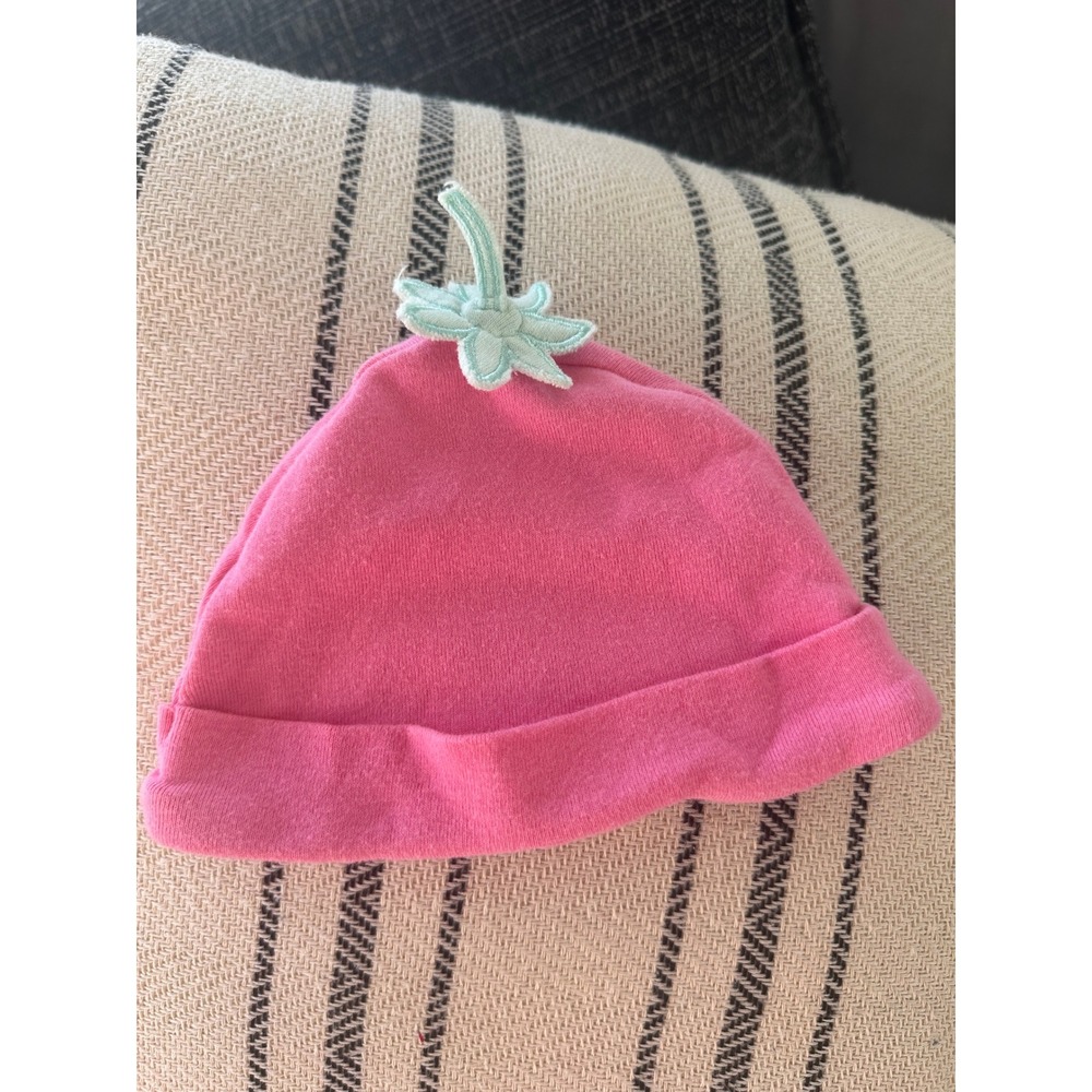 Little Wonders Baby Girl Pink Cotton Beanie Hat Stem Leaf Detail 6-9 Months